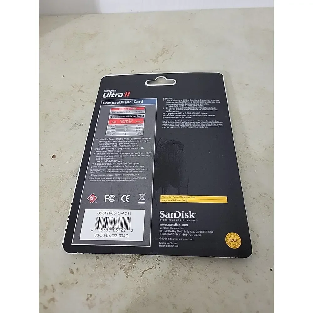 Sandisk Ultra 2 4Gb 15mb/s CompactFlash CF Card (SDCFH-004G-AW11)